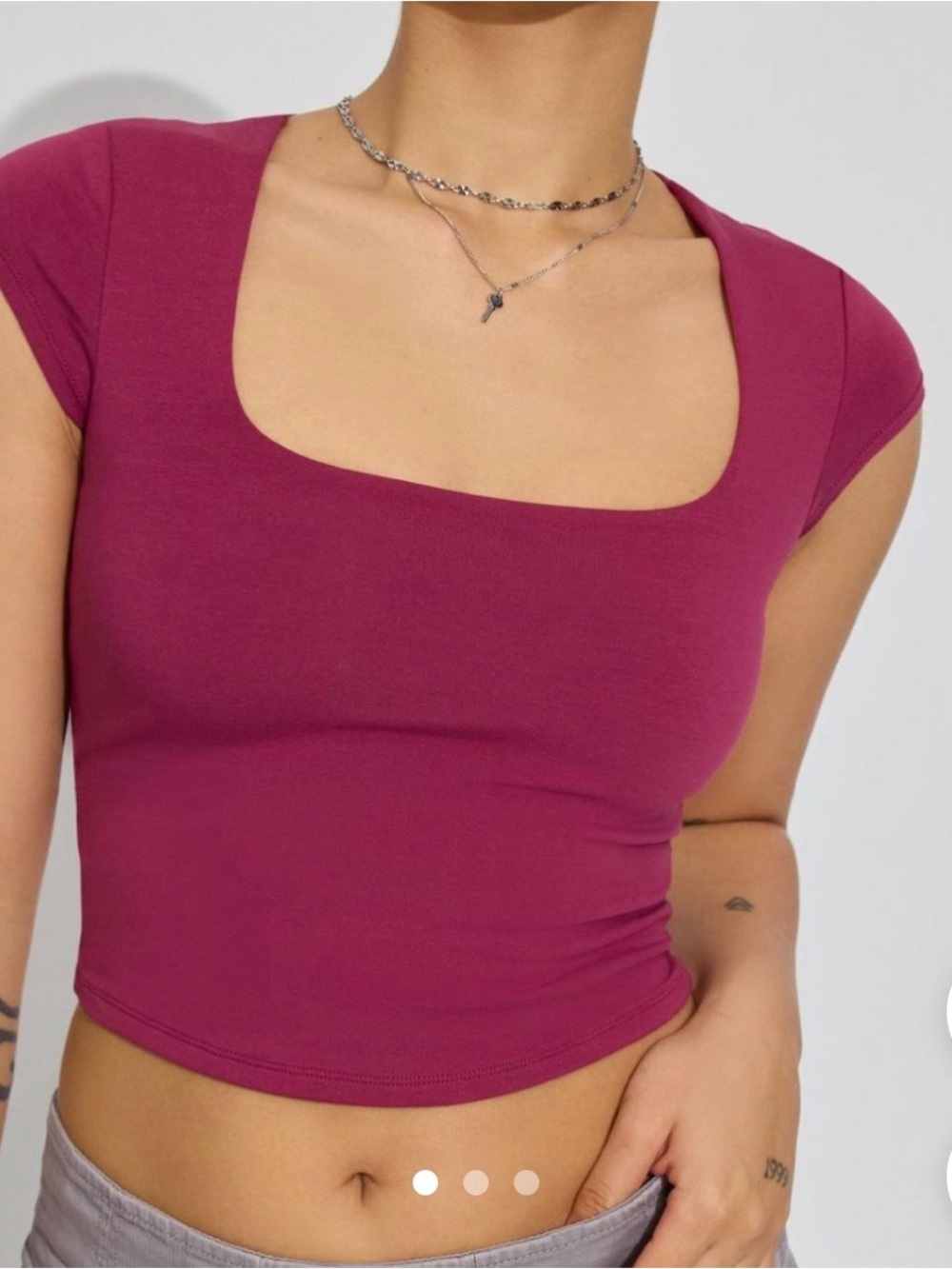 Garage portia Berry Burgundy Square Neck Crop Top